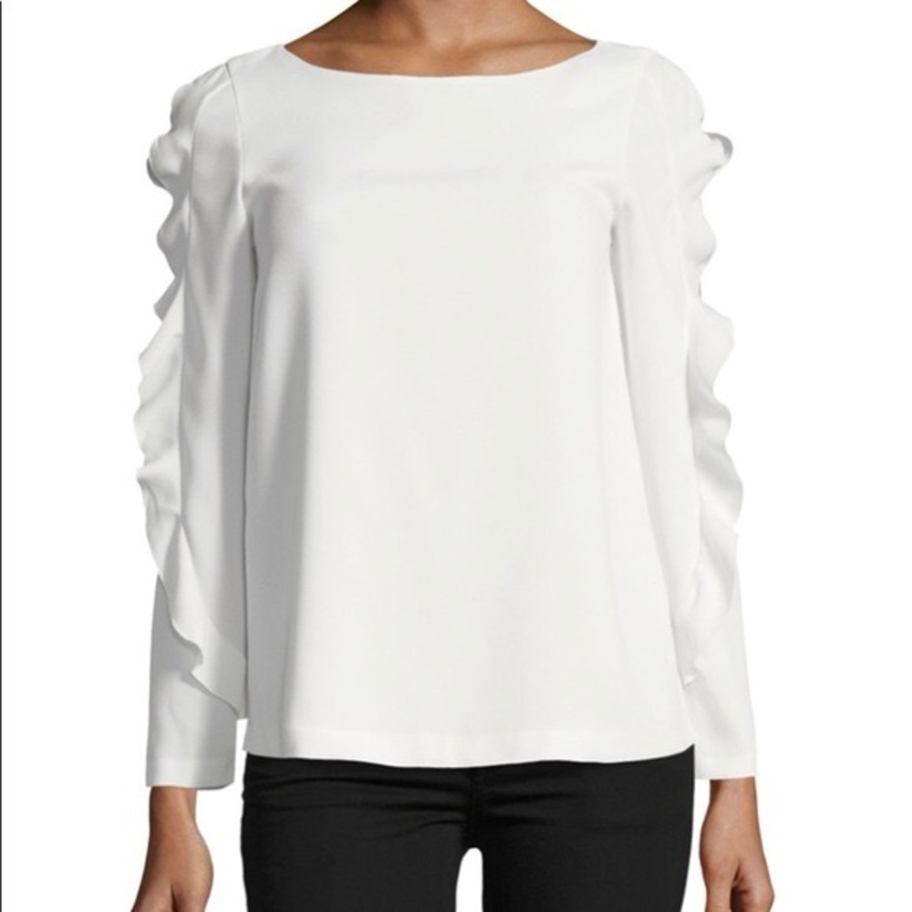 Club Monaco White Ruffle Sleeve Blouse Top